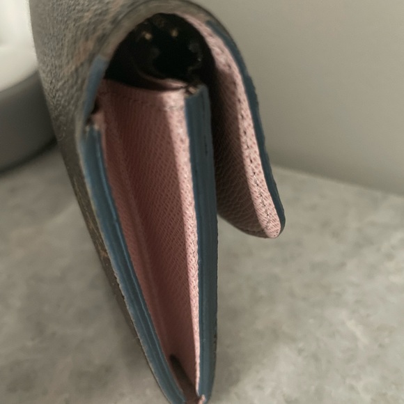 Authentic-Louis Vuitton Monogram Bloom Flower Emilie Wallet Blue Jean - Picture 7 of 16